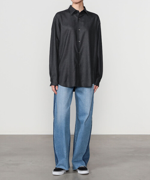 Bshop（ビショップ）の「SERGE | リメイク 2トーンデニムパンツ WOMEN（デニムパンツ・レディース・インディゴブルー/ブラック系その他・23/24/25）」の15枚目の写真