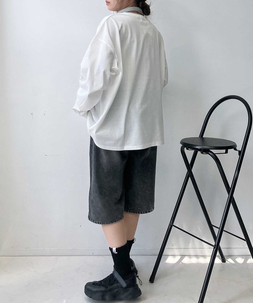AS KNOW AS plus(アズノゥアズプラス)の「♪選びアソート ちりばめアニマルロンT (サメ・ネコ・おばけ)(Tシャツ/カットソー・レディース・チャコールグレー/ブラック/オフホワイト・FREE)」の13枚目の写真