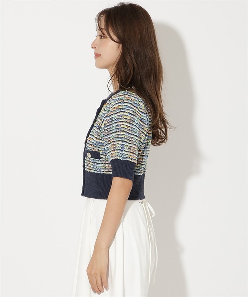 AND COUTURE(アンドクチュール)の「MIX配色5分袖プルオーバー(ニット/セーター・レディース・ブラック/ネイビー/グリーン・FREE)」の22枚目の写真
