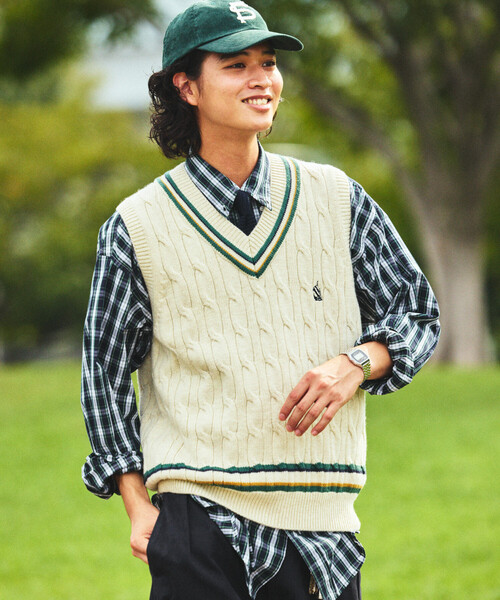 セール】NAUTICA/ノーティカ ケーブル編み チルデン ニットベスト