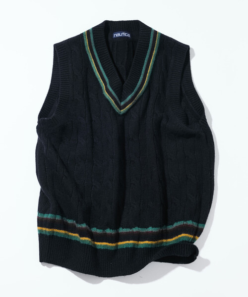 【新品未使用タグ付き】MACHATT ノルディックニットベスト セール】NAUTICA/ノーティカ ケーブル編み チルデン ニットベスト