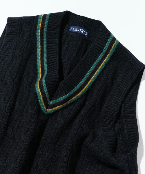 NAUTICA(ノーティカ)の「NAUTICA/ノーティカ ケーブル編み チルデン ニットベスト(ベスト・メンズ・ブラック/オフホワイト・MEDIUM/LARGE/X-LARGE)」の12枚目の写真