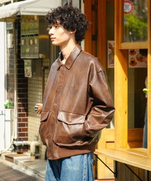 fort point（フォーポイント）の「【BEVERLY HILLS POLO CLUB/ビバリーヒルズポロクラブ】オーバーサイズ ヴィンテージデザイン ショート丈 A-2 フェイクレザージャケット/合皮ブルゾン/レディース メンズ（ブルゾン）」