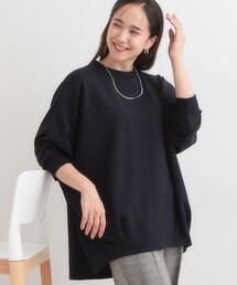 【S-LL/体型カバー】とろみ感が心地よい 裾タック ドルマンチュニック
