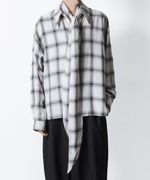 ato（アトウ）の「OMBRE-CHECK SHORT SCARF SHIRT（シャツ/ブラウス）」
