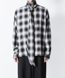 ato（アトウ）の「OMBRE-CHECK SHORT SCARF SHIRT（シャツ/ブラウス）」
