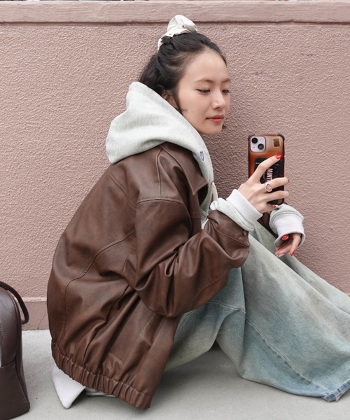 セール】Vintageレザーブルゾン（ライダースジャケット）｜TEEN BOOP