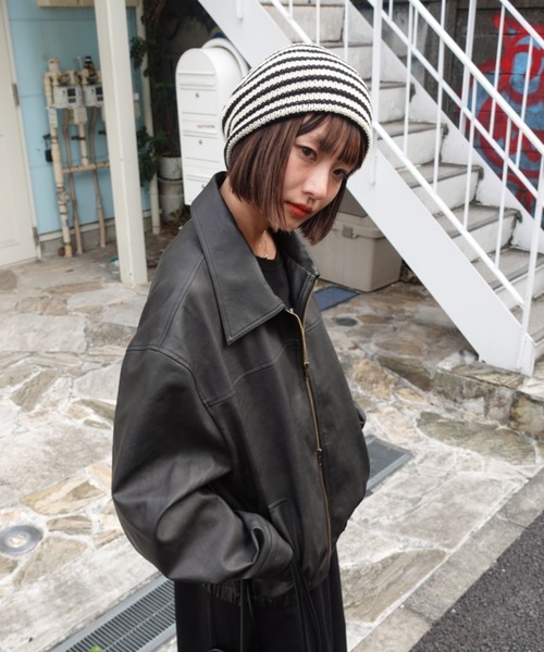 TEEN BOOP(ティーンブープ)の「Vintageレザーブルゾン(ライダースジャケット・レディース・ブラウン/ブラック・FREE)」の2枚目の写真