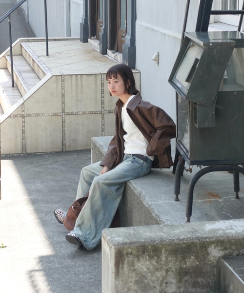 TEEN BOOP(ティーンブープ)の「Vintageレザーブルゾン(ライダースジャケット・レディース・ブラウン/ブラック・FREE)」の15枚目の写真