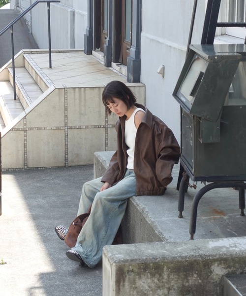 TEEN BOOP(ティーンブープ)の「Vintageレザーブルゾン(ライダースジャケット・レディース・ブラウン/ブラック・FREE)」の19枚目の写真