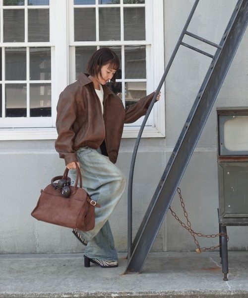 TEEN BOOP(ティーンブープ)の「Vintageレザーブルゾン(ライダースジャケット・レディース・ブラウン/ブラック・FREE)」の22枚目の写真