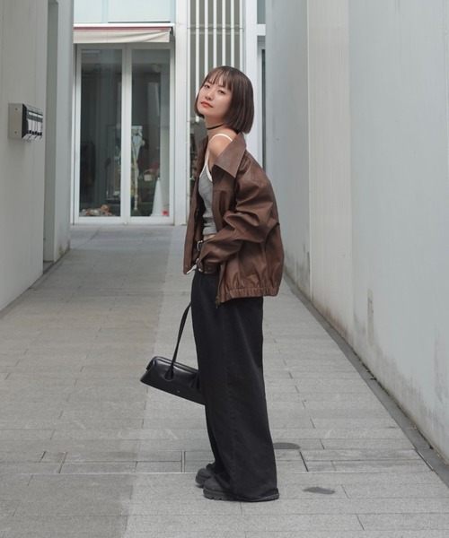 TEEN BOOP(ティーンブープ)の「Vintageレザーブルゾン(ライダースジャケット・レディース・ブラウン/ブラック・FREE)」の8枚目の写真