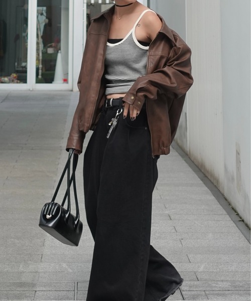 TEEN BOOP(ティーンブープ)の「Vintageレザーブルゾン(ライダースジャケット・レディース・ブラウン/ブラック・FREE)」の11枚目の写真