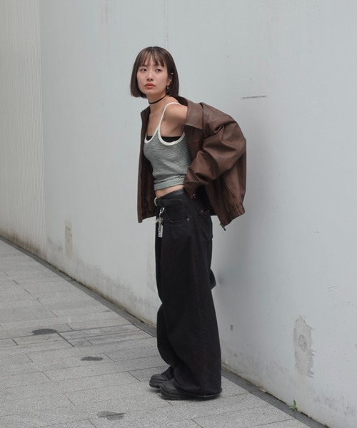 TEEN BOOP(ティーンブープ)の「Vintageレザーブルゾン(ライダースジャケット・レディース・ブラウン/ブラック・FREE)」の13枚目の写真