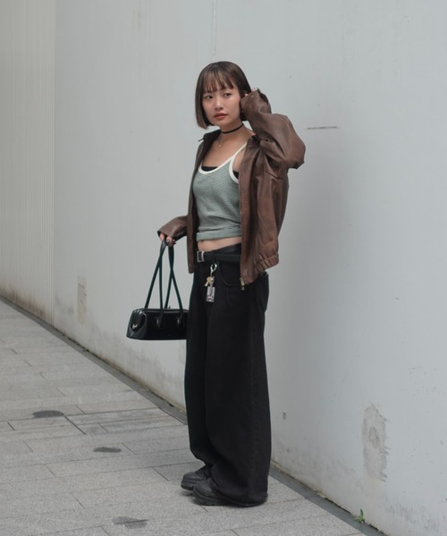 TEEN BOOP(ティーンブープ)の「Vintageレザーブルゾン(ライダースジャケット・レディース・ブラウン/ブラック・FREE)」の14枚目の写真