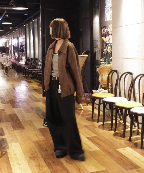 TEEN BOOP(ティーンブープ)の「Vintageレザーブルゾン(ライダースジャケット・レディース・ブラウン/ブラック・FREE)」の12枚目の写真