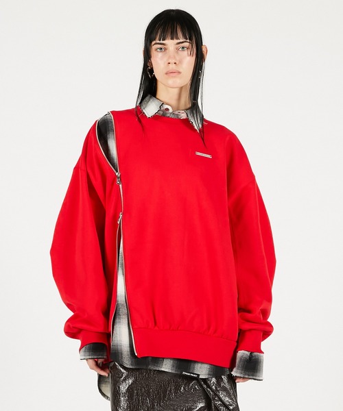 PRANK PROJECT（プランクプロジェクト）の「オーバーサイズジッパースウェット / Oversized Zipper Sweatshirt（スウェット・レディース・レッド/グレー/ブラック・FREE）」の19枚目の写真