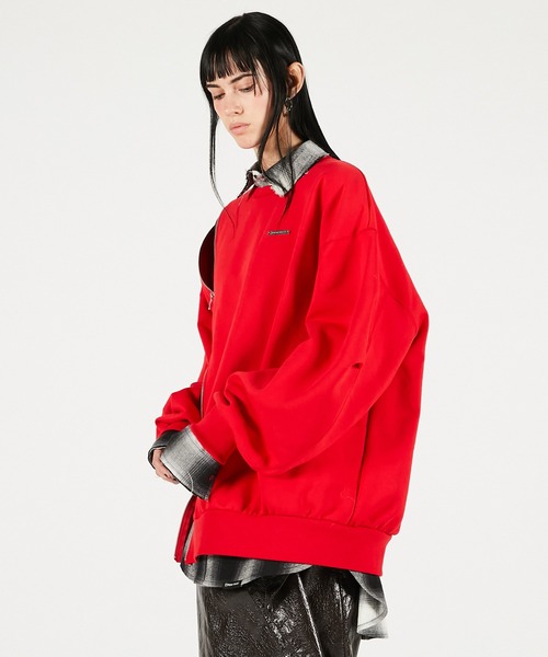 PRANK PROJECT（プランクプロジェクト）の「オーバーサイズジッパースウェット / Oversized Zipper Sweatshirt（スウェット・レディース・レッド/グレー/ブラック・FREE）」の21枚目の写真