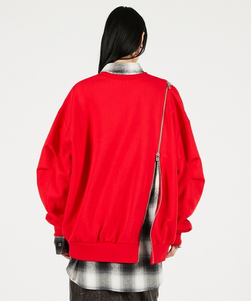 PRANK PROJECT（プランクプロジェクト）の「オーバーサイズジッパースウェット / Oversized Zipper Sweatshirt（スウェット・レディース・レッド/グレー/ブラック・FREE）」の4枚目の写真