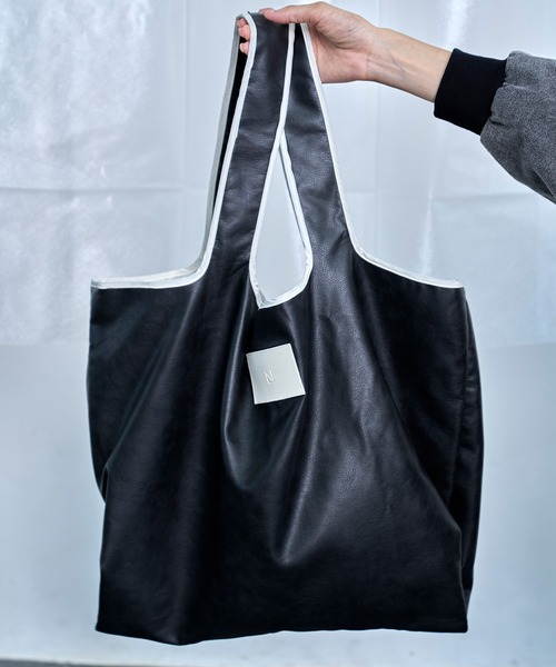 セール】【Nora Lily】Smooth Fake Leather Combi Bag（トートバッグ