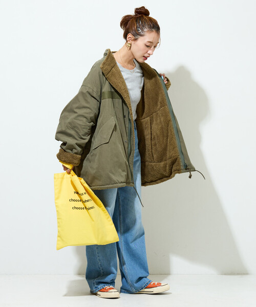 FREAK'S STORE（フリークスストア）の「限定展開　M65 リバーシブル ボア ショートコート（モッズコート・レディース・オリーブ/ブラック/ベージュ・ﾌﾘ-）」の22枚目の写真