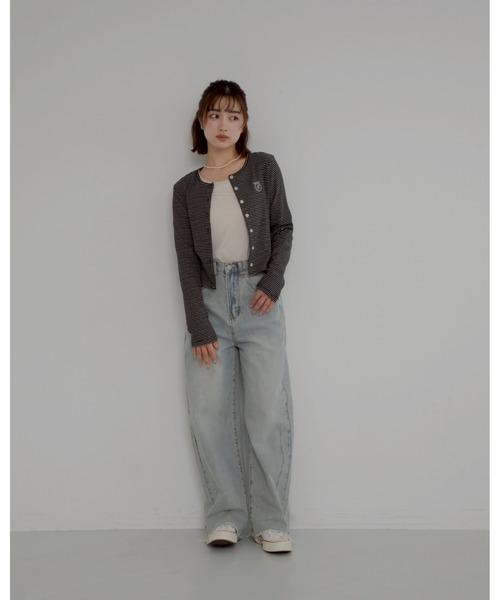 JUMELLE（ジュメロ）の「shishu border cardigan（カーディガン/ボレロ・レディース・ブラック・FREE）」の2枚目の写真