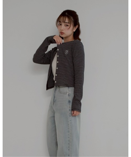 JUMELLE（ジュメロ）の「shishu border cardigan（カーディガン/ボレロ・レディース・ブラック・FREE）」の8枚目の写真