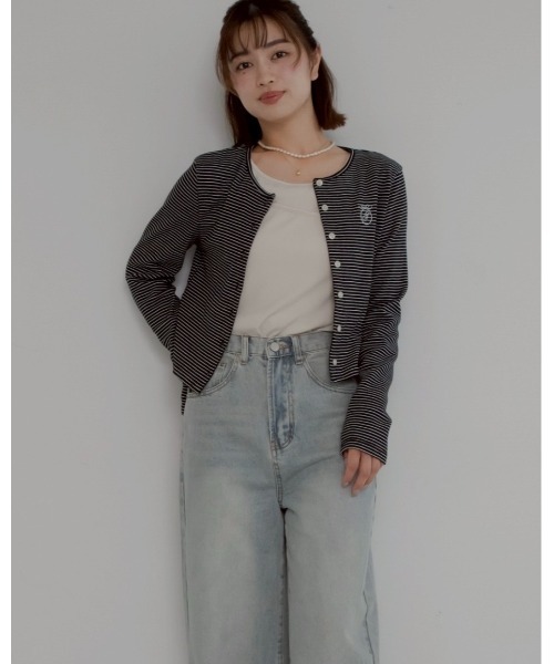 JUMELLE（ジュメロ）の「shishu border cardigan（カーディガン/ボレロ・レディース・ブラック・FREE）」の9枚目の写真