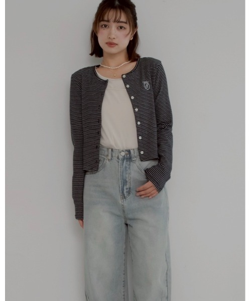 JUMELLE（ジュメロ）の「shishu border cardigan（カーディガン/ボレロ・レディース・ブラック・FREE）」の10枚目の写真