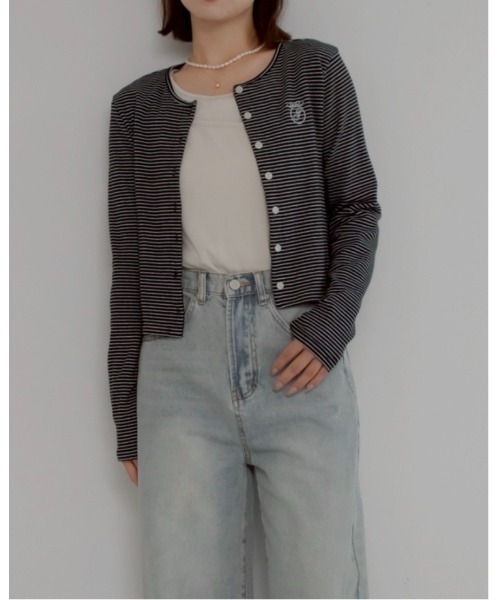 JUMELLE（ジュメロ）の「shishu border cardigan（カーディガン/ボレロ・レディース・ブラック・FREE）」の11枚目の写真