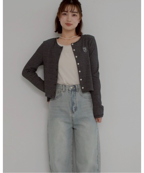JUMELLE（ジュメロ）の「shishu border cardigan（カーディガン/ボレロ・レディース・ブラック・FREE）」の12枚目の写真