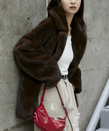ジャケット/アウター（ブラウン/茶色系・フェイクファー）ファッション