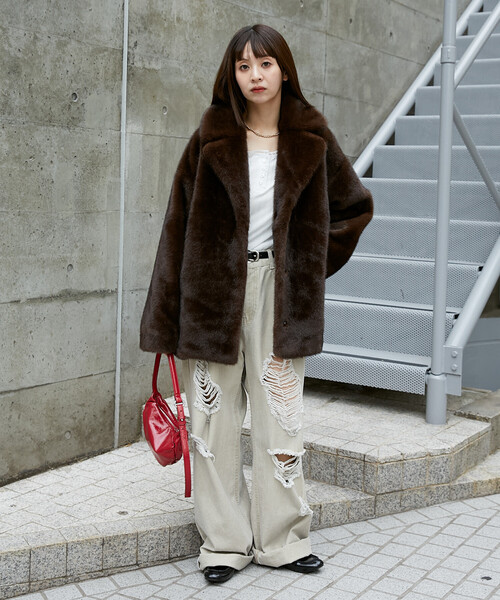 PUBLUX(パブリュクス)の「PUBLUX/パブリュクス フェイクファーコート 限定展開(その他アウター・レディース・ナチュラル/ブラウン・フリ-)」の6枚目の写真