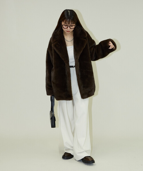 PUBLUX(パブリュクス)の「PUBLUX/パブリュクス フェイクファーコート 限定展開(その他アウター・レディース・ナチュラル/ブラウン・フリ-)」の4枚目の写真
