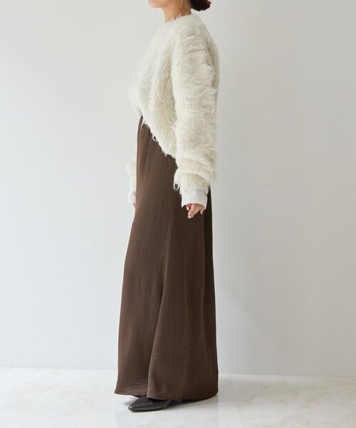 gemeil（ジェムイル）の「ドッキングスリーブシャギーニット(LA-333)（ニット/セーター・レディース・グレー/アイボリー/グレイッシュベージュ・FREE）」の5枚目の写真