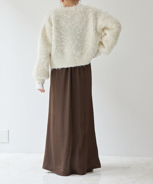 gemeil（ジェムイル）の「ドッキングスリーブシャギーニット(LA-333)（ニット/セーター・レディース・グレー/アイボリー/グレイッシュベージュ・FREE）」の6枚目の写真