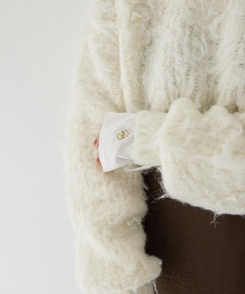 gemeil（ジェムイル）の「ドッキングスリーブシャギーニット(LA-333)（ニット/セーター・レディース・グレー/アイボリー/グレイッシュベージュ・FREE）」の9枚目の写真