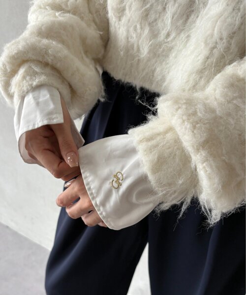 gemeil（ジェムイル）の「ドッキングスリーブシャギーニット(LA-333)（ニット/セーター・レディース・グレー/アイボリー/グレイッシュベージュ・FREE）」の14枚目の写真