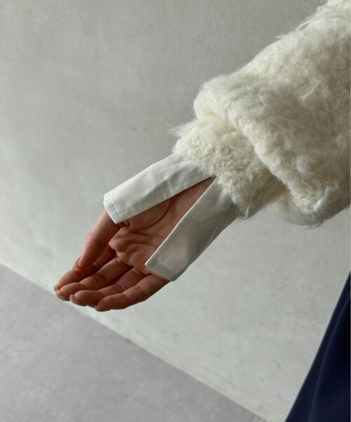 gemeil（ジェムイル）の「ドッキングスリーブシャギーニット(LA-333)（ニット/セーター・レディース・グレー/アイボリー/グレイッシュベージュ・FREE）」の15枚目の写真