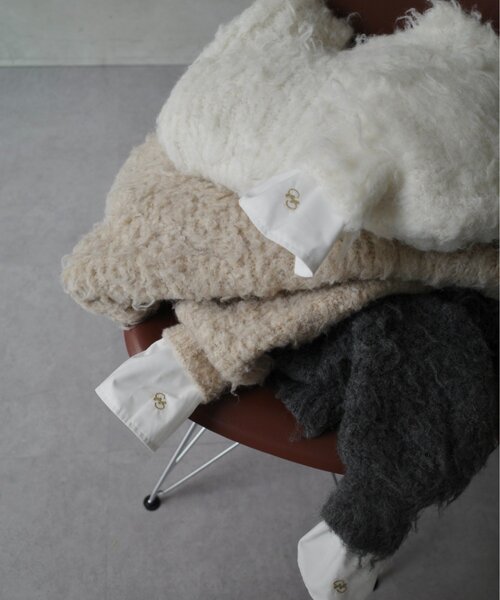 gemeil（ジェムイル）の「ドッキングスリーブシャギーニット(LA-333)（ニット/セーター・レディース・グレー/アイボリー/グレイッシュベージュ・FREE）」の17枚目の写真