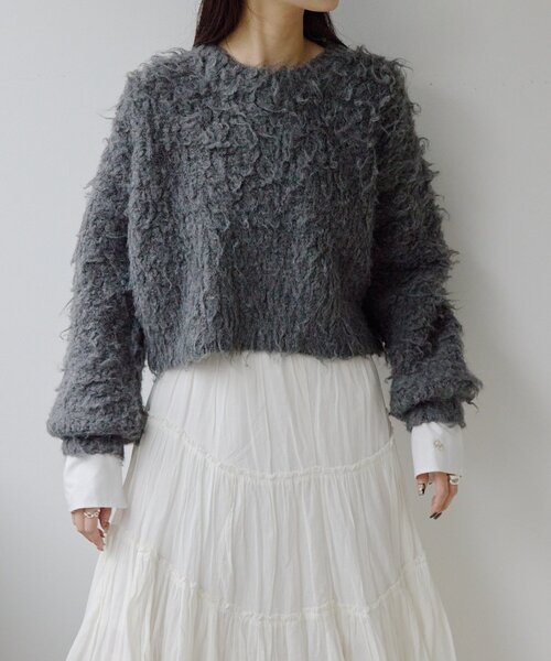 gemeil（ジェムイル）の「ドッキングスリーブシャギーニット(LA-333)（ニット/セーター・レディース・グレー/アイボリー/グレイッシュベージュ・FREE）」の20枚目の写真