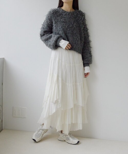 gemeil（ジェムイル）の「ドッキングスリーブシャギーニット(LA-333)（ニット/セーター・レディース・グレー/アイボリー/グレイッシュベージュ・FREE）」の21枚目の写真