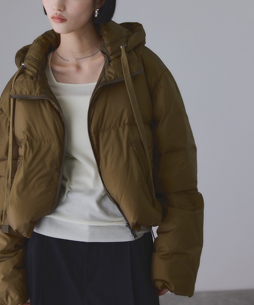 サステナブル】2WAYフーディショートダウン/撥水（ダウンジャケット