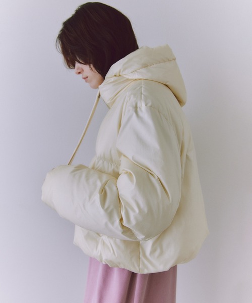 サステナブル】2WAYフーディショートダウン/撥水（ダウンジャケット