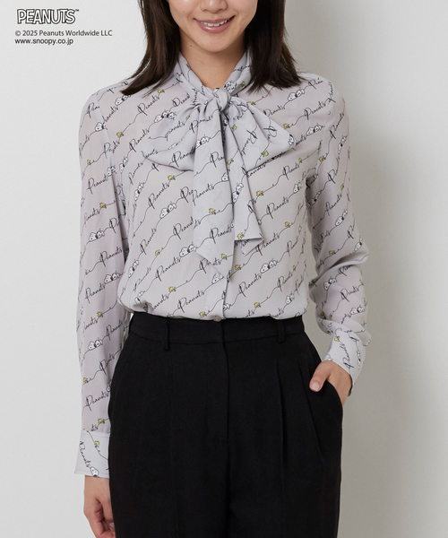 ナラカミーチェ（NARACAMICIE）/【PEANUTS】ライン柄ボウタイ長袖ブラウス PEANUTS】ライン柄ボウタイ長袖ブラウス（シャツ/ブラウス