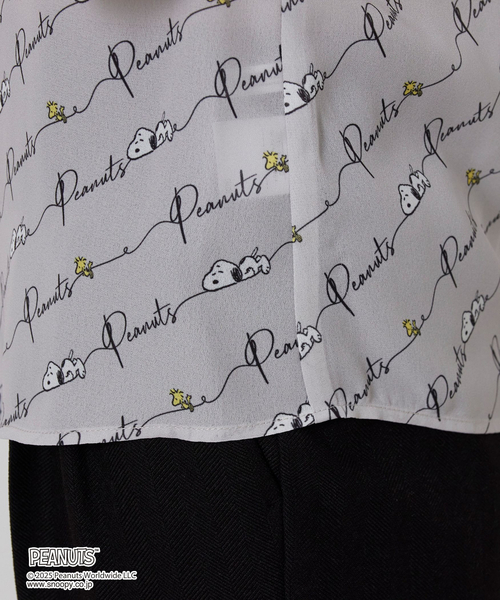 PEANUTS】ライン柄ボウタイ長袖ブラウス（シャツ/ブラウス