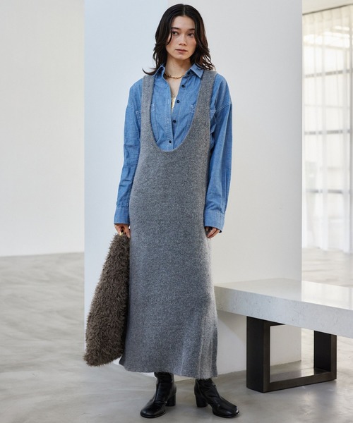 BARNYARDSTORM（バンヤードストーム）の「BARNYARDSTORM / 2WAYシャギーニットワンピ（ワンピース・レディース・チャコール/ブラック・FREE）」の3枚目の写真