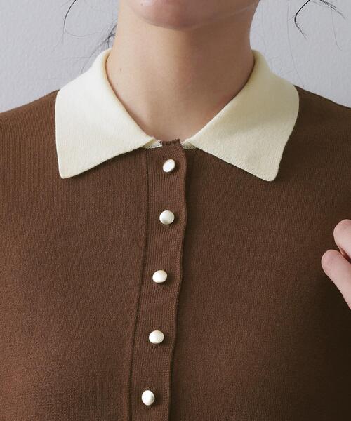 OPAQUE.CLIP(オペークドットクリップ)の「配色ポロ衿ニットワンピース【洗濯機OK】(ワンピース・レディース・チャコール/ブラウン系その他5・38/40)」の14枚目の写真