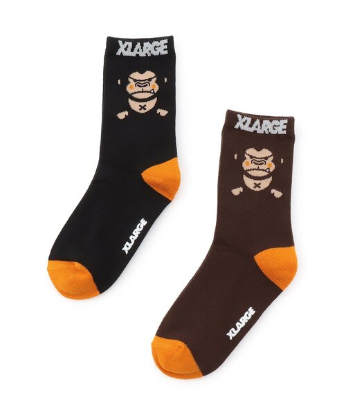 XLARGE KIDS(エクストララージキッズ)の「ファニーゴリラクルーソックス(ソックス/靴下・キッズ・ブラック/ブラウン・13-15cm/15-17cm/17-19cm/19-21cm)」の6枚目の写真
