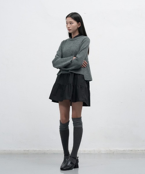 GENERAL IDEA(ジェネラルアイデア)の「【GENERAL IDEA】ニットレイヤードシャツワンピース / WOMAN KNIT LAYERED RUFFLE SHIRT ONE-PIECE(ワンピース・レディース・ベージュ/チャコール・L/M/S)」の5枚目の写真